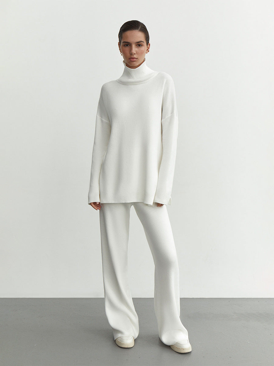 Damen Modisches Strickensemble mit hohem Kragen und weitem Schnitt Sovae