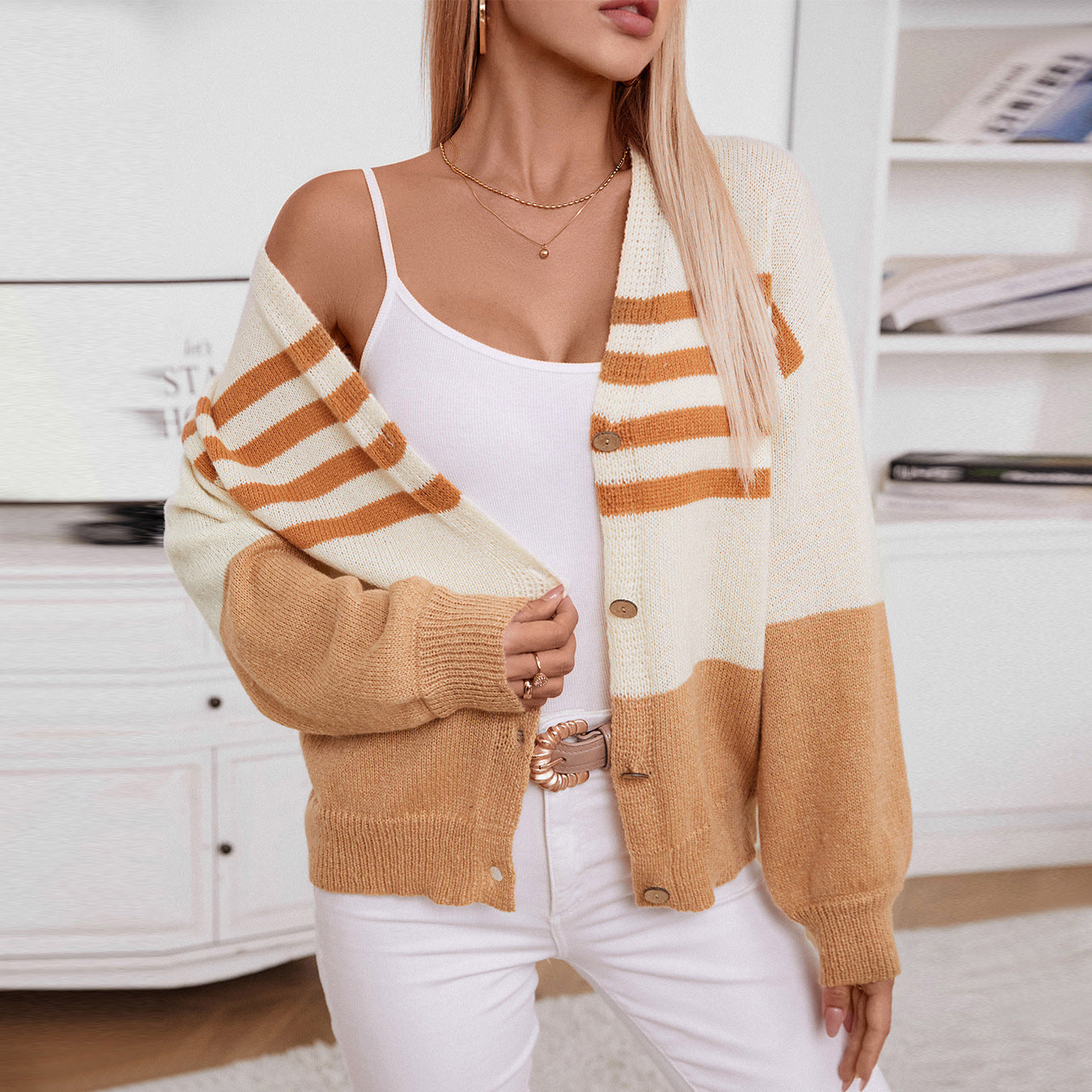 Damen Layering Strickjacke Sovae