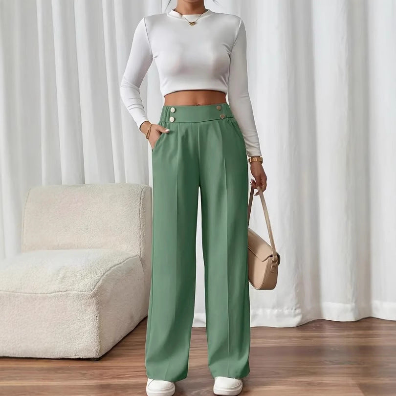 Damen Hochbundhose mit eleganter Knopfdetails Sovae