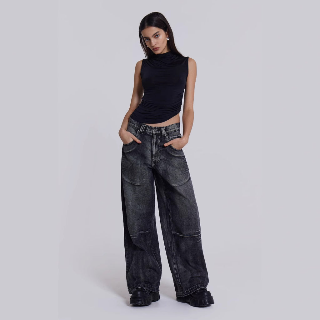 Damen Weit geschnittene Jeans mit einzigartigem Flügel-Design Sovae