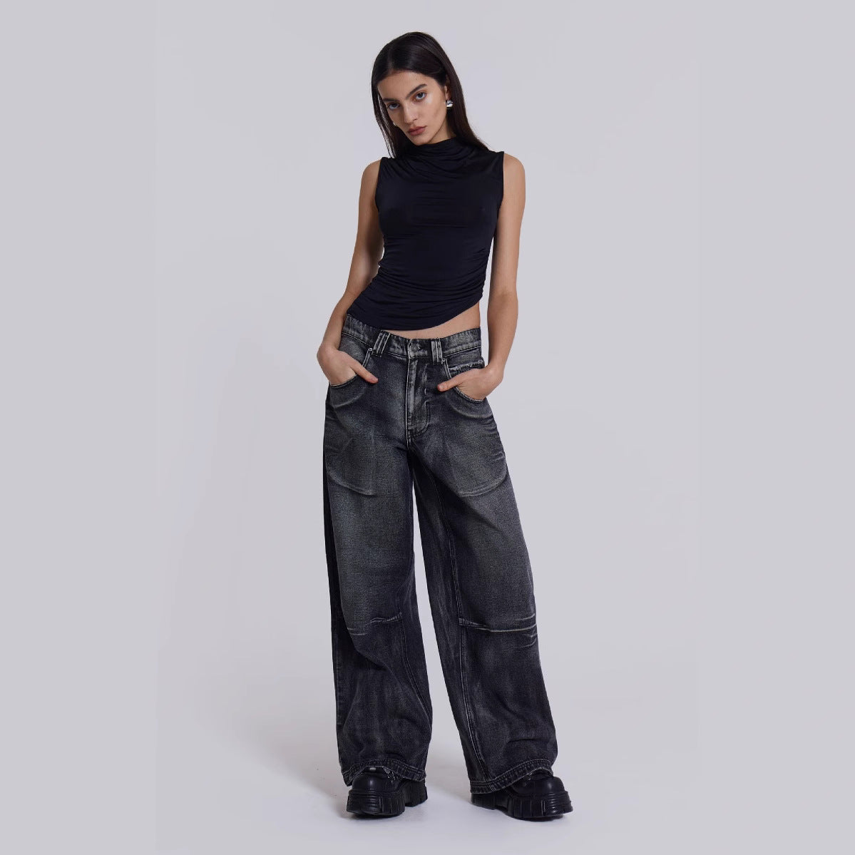 Damen Weit geschnittene Jeans mit einzigartigem Flügel-Design Sovae