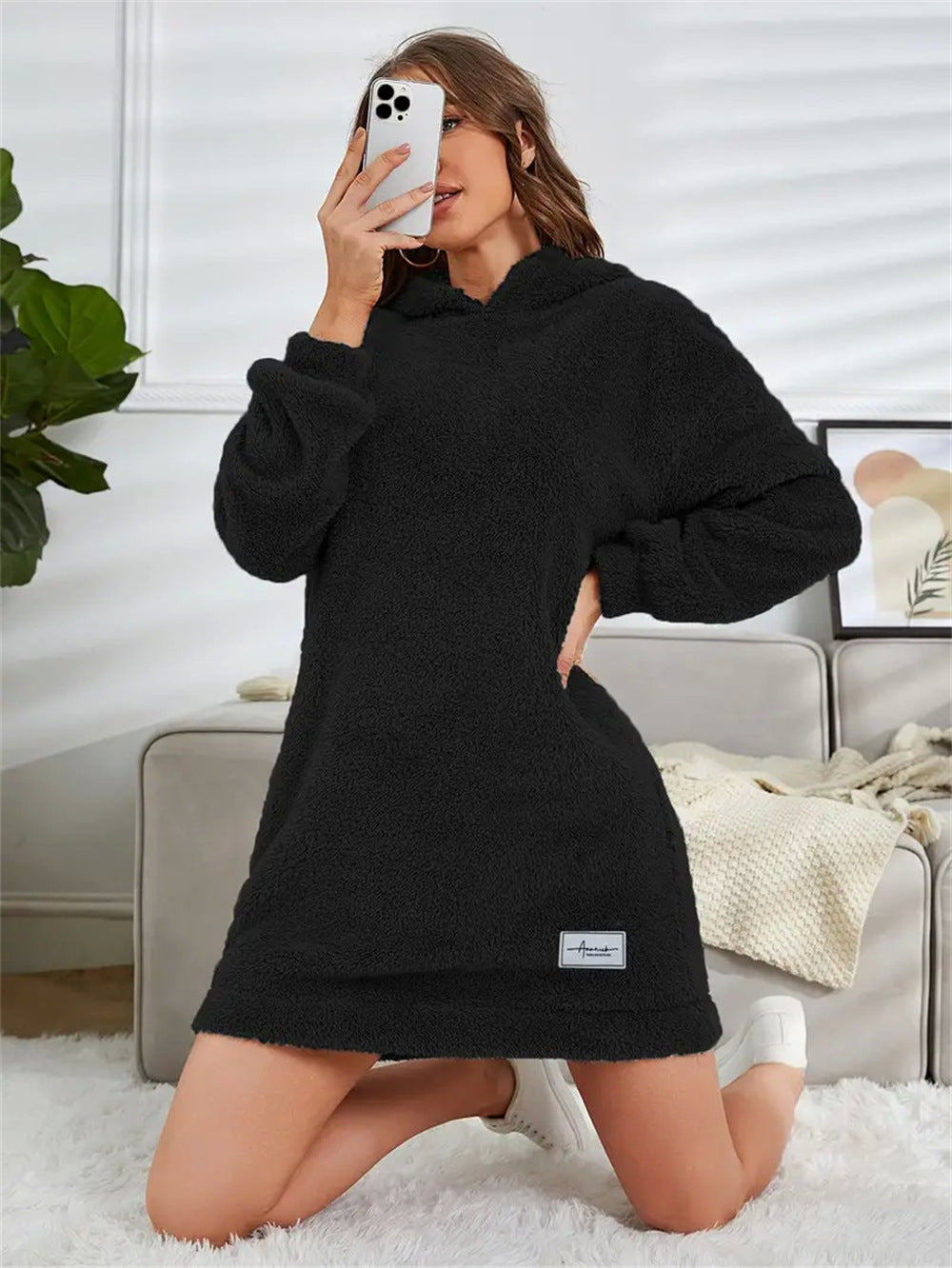 Damen Kuscheliges Hoodie-Kleid Sovae