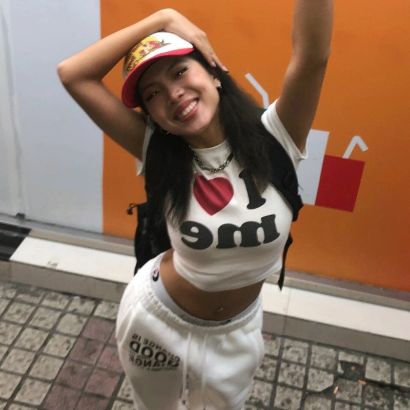 Damen Ärmelloses Cropped T-Shirt mit künstlerischem Schriftzug Sovae