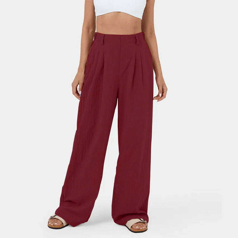 Damen Weite Hosen mit hohem Bund und eleganten Falten Sovae