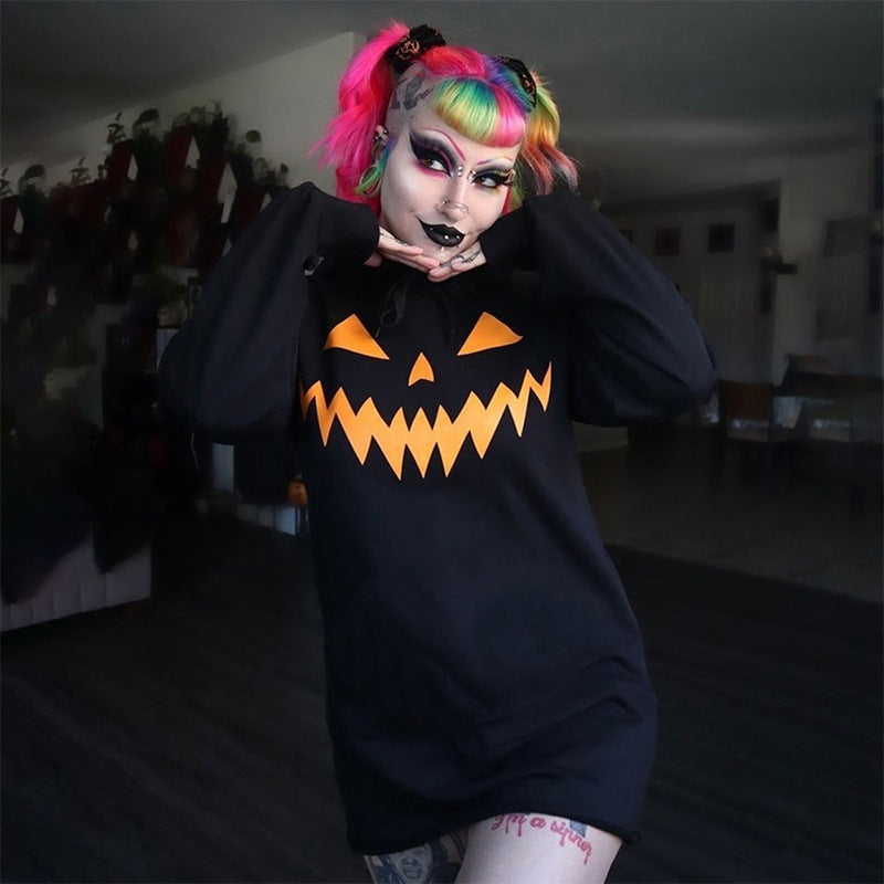 Damen Hoodie-Kleid mit Halloween-Motiv Sovae