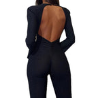 Damen Jumpsuit mit tiefem V-Ausschnitt und flared Beinen Sovae