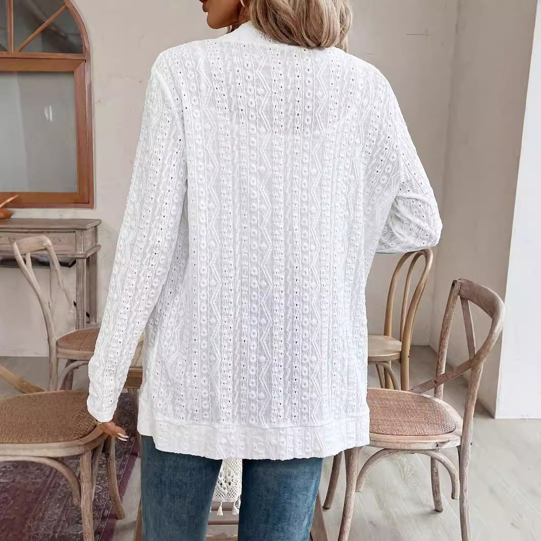 Damen Elegante Strickjacke mit feiner Lochmusterung Sovae