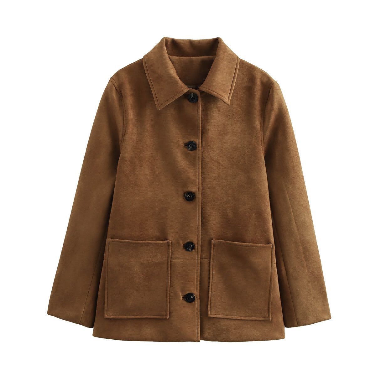 Damen elegante und bequeme Kunstlederjacke mit Taschen Sovae