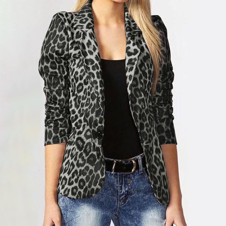 Damen Modischer Blazer im Leopardenmuster mit eleganten Details Sovae