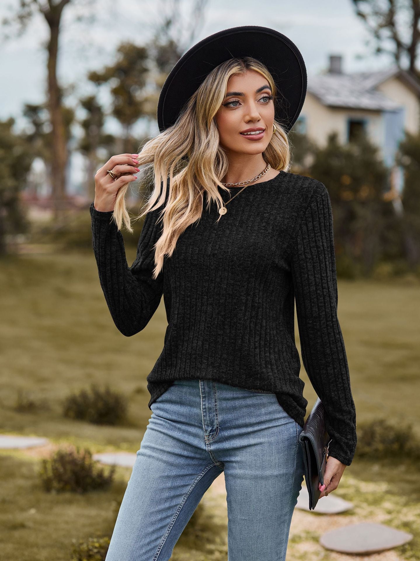 Damen Feinstrickpullover mit geripptem Design und lässigem Schnitt Sovae