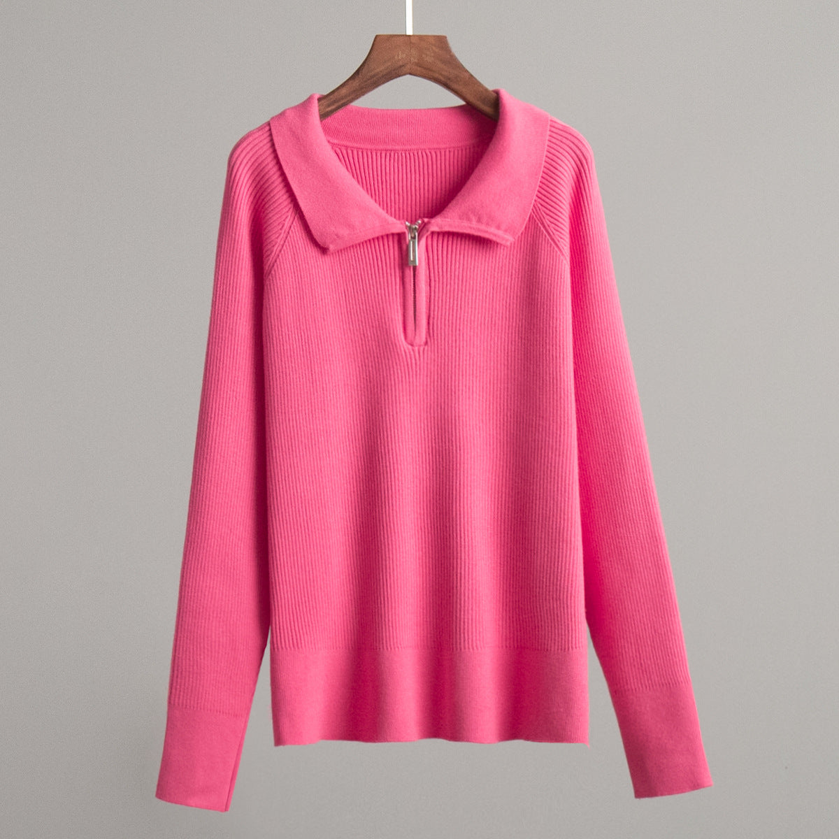 Damen Gemütlicher Feinstrickpullover mit Kängurutasche und Kragen Sovae