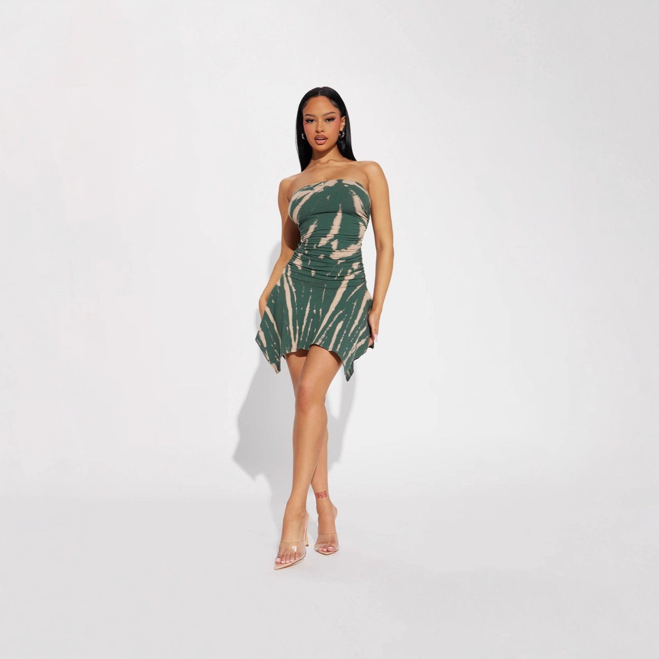 Damen ärmelloses Minikleid mit Wellenmuster Sovae