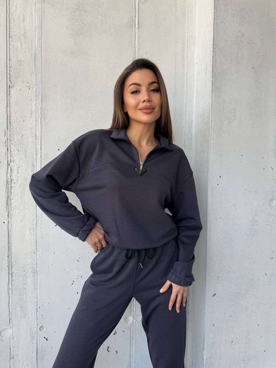 Damen sportliches Set aus weichem Fleece mit Kapuze Sovae