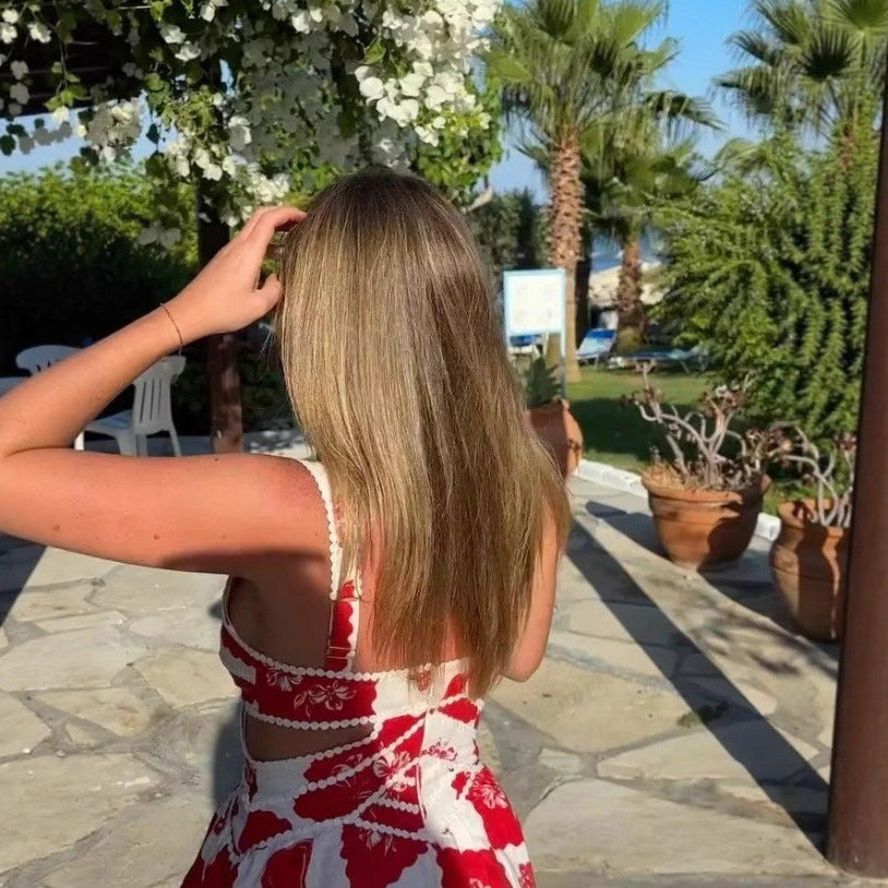 Damen Sommerliches Maxikleid mit fruchtigem Druck und Rüschen-Details Sovae