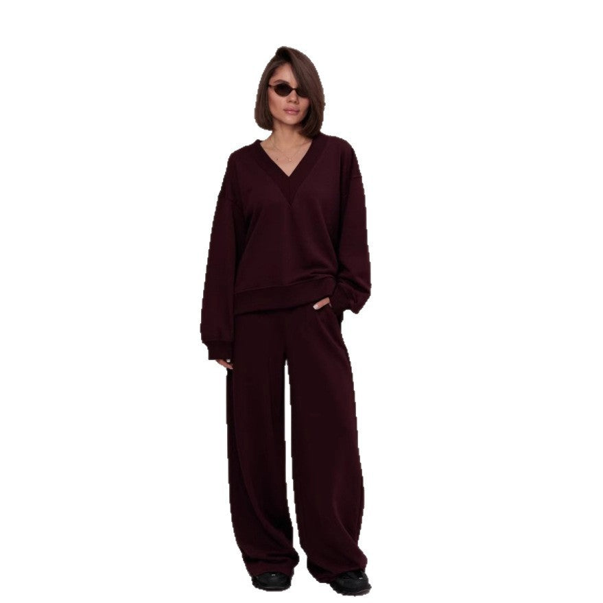 Damen Lässiger V-Ausschnitt Pullover Sovae