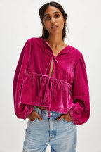 Damen lässige Samtbluse Sovae