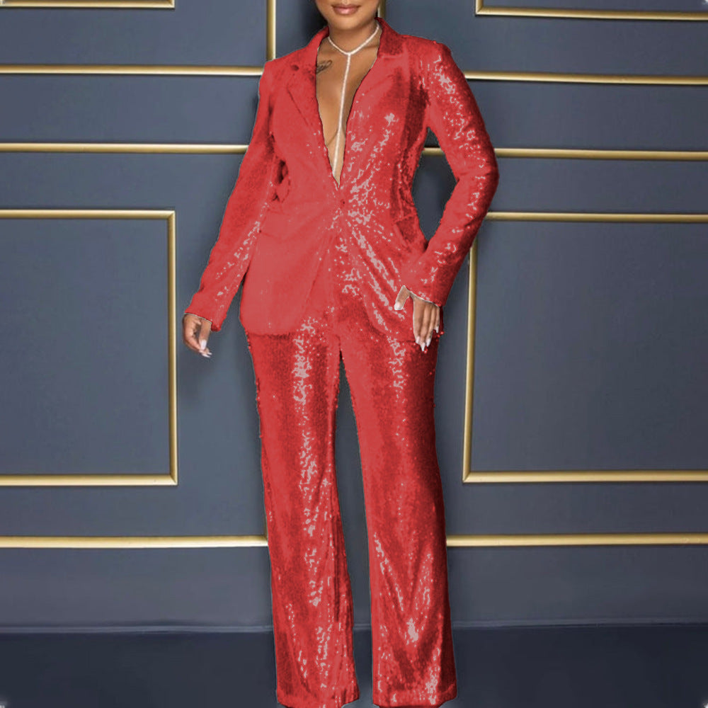 Damen Glamouröser Glitzeranzug Sovae