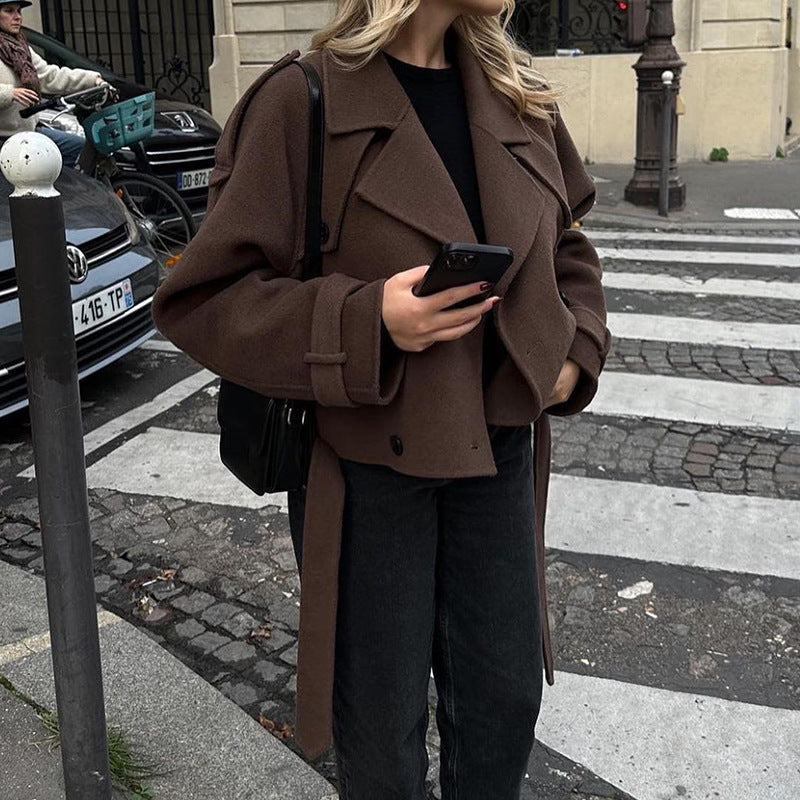 Damen lässige Oversized-Wolljacke Sovae