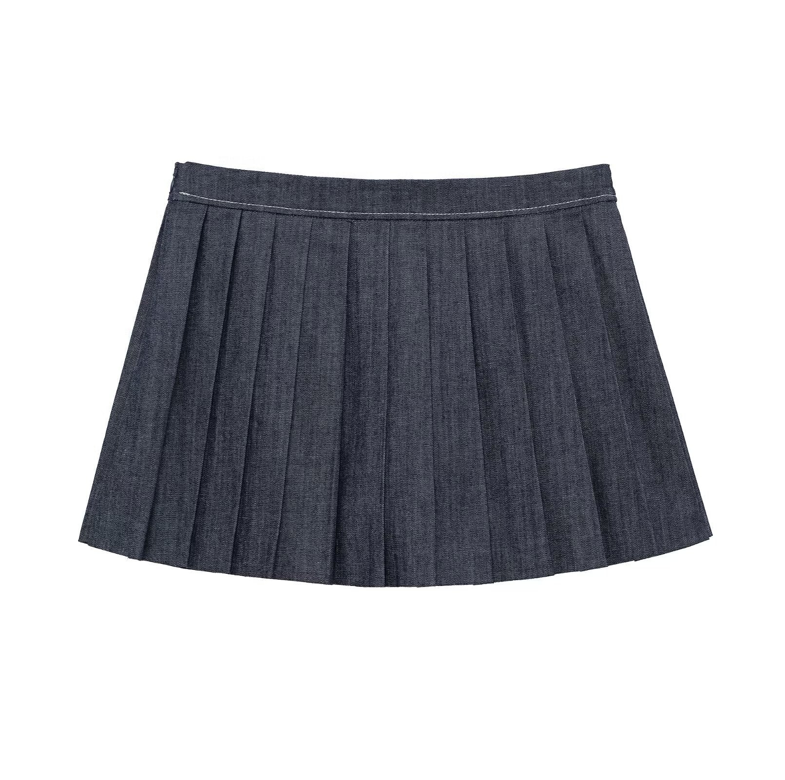 Damen Faltenrock im lässigen Denim-Stil Sovae