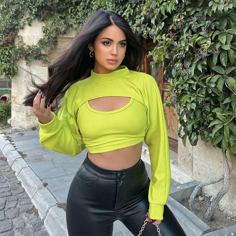 Damen modernes Crop-Top mit asymmetrischem Ausschnitt Sovae