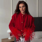 Damen Strickjacke mit fransigen Ärmeln und Knopfdetail Sovae