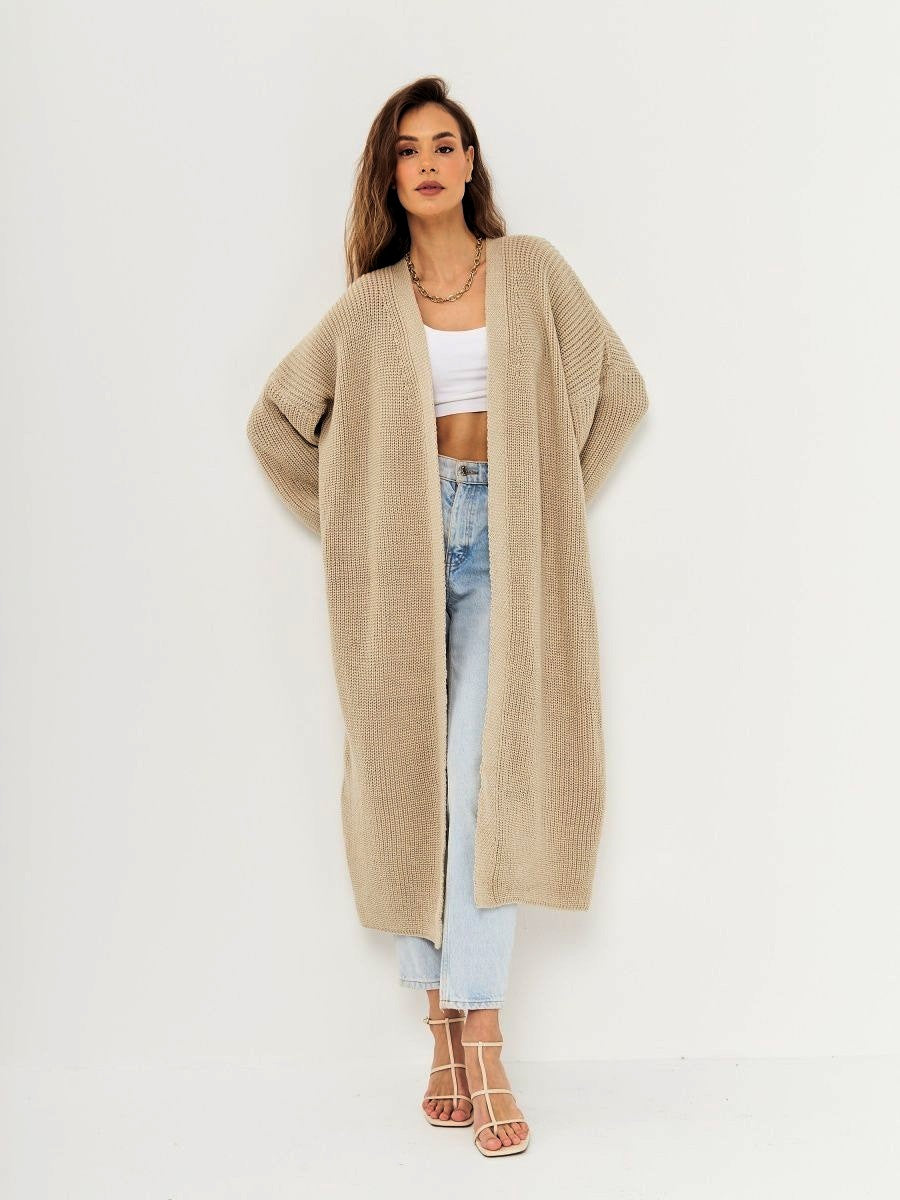Damen Großer Strickmantel mit offener Front und lässiger Silhouette Sovae