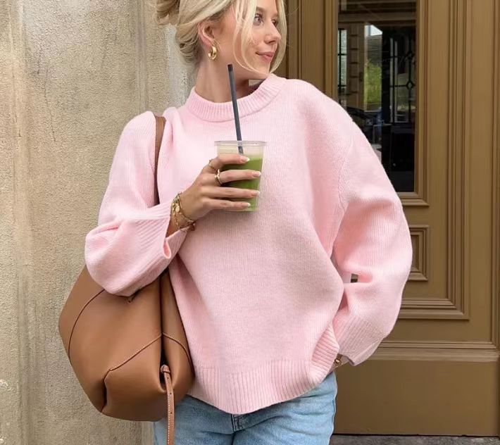 Damen lässiger Oversized Pullover aus hochwertiger Baumwolle Sovae