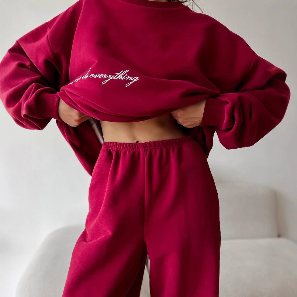 Damen gemütlicher Sweater und entspannte Hose Set Sovae
