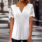 Damen Bluse mit Spitzendetails und Knopfleiste Sovae