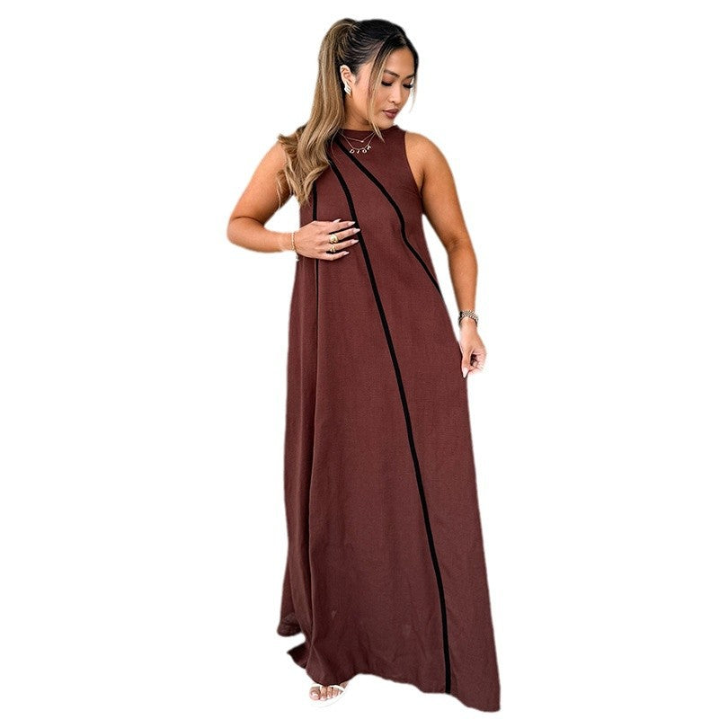 Damen Maxi-Kleid mit asymmetrischem Design und tiefem Ausschnitt Sovae