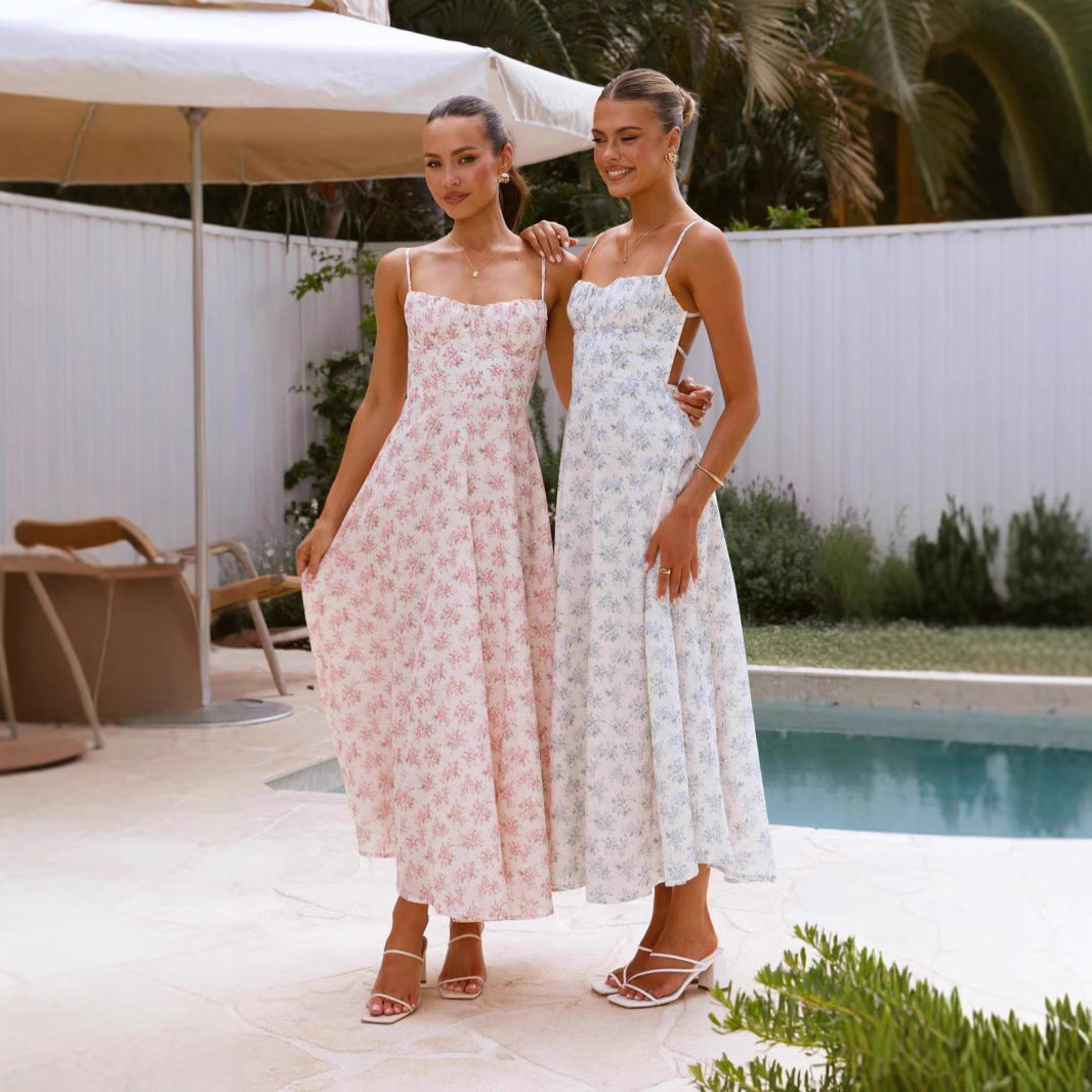 Damen Elegantes Maxikleid mit feinem Blumenmuster Sovae