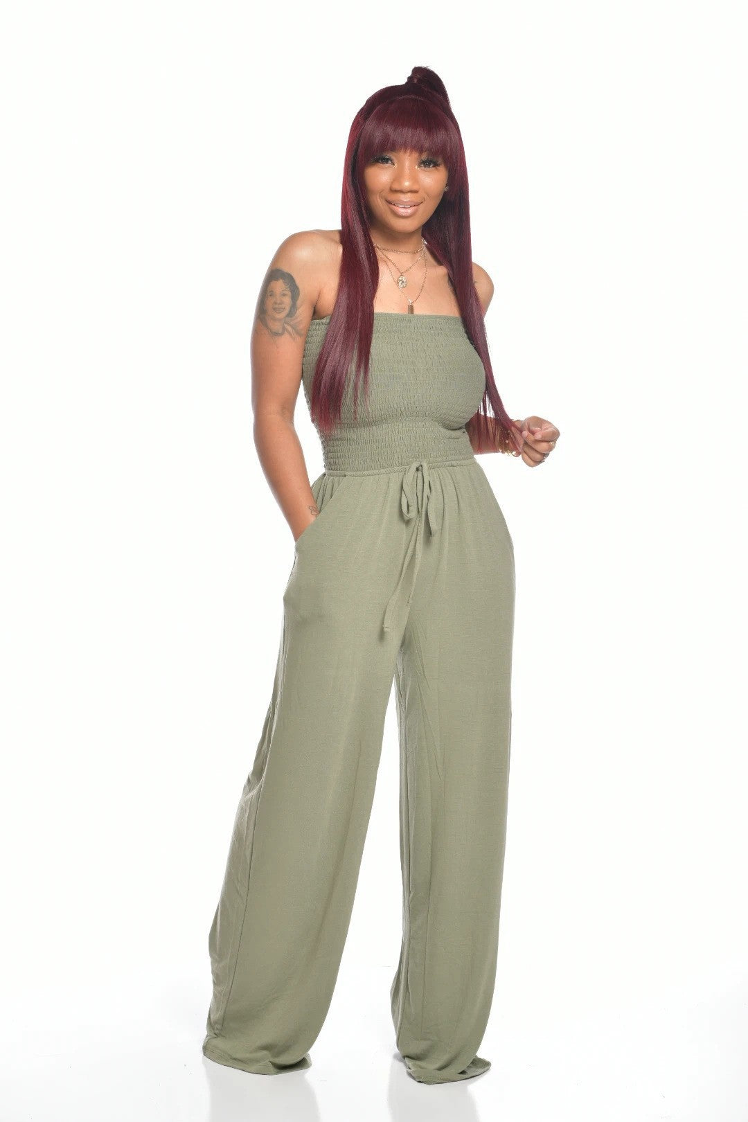Damen stilvoller und bequemer Jumpsuit mit offener Schulter Sovae