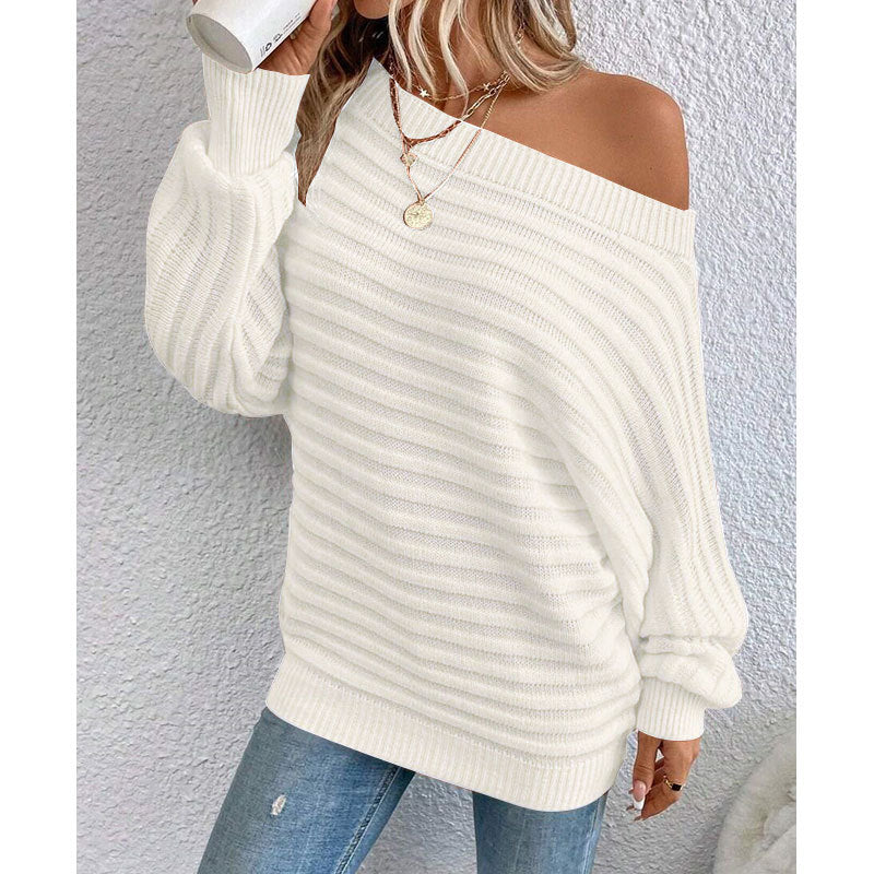 Damen lockerer Strickpullover mit asymmetrischem Schnitt Sovae