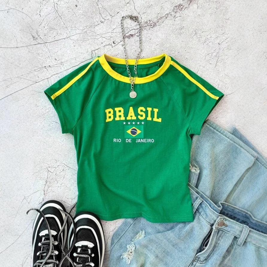 Damen Sportliches T-Shirt mit Brasil-Motiv Sovae