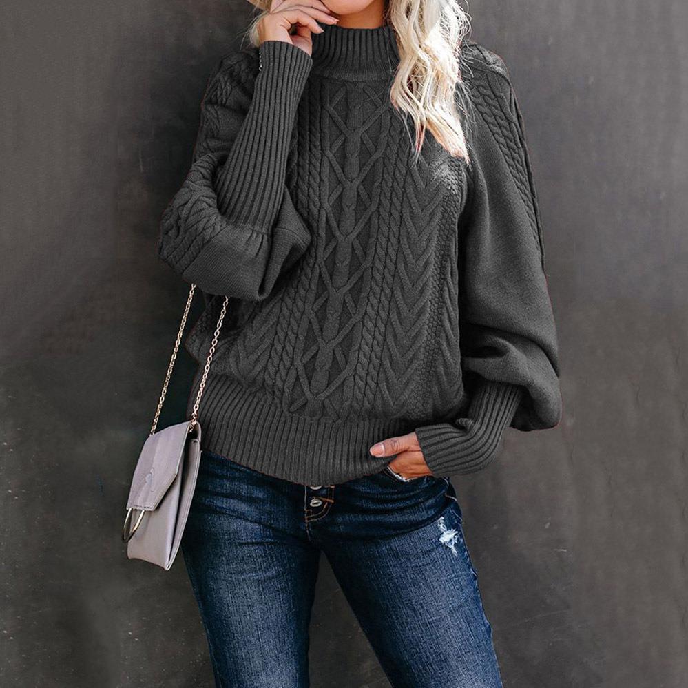 Damen Strickpullover mit hochgeschlossenem Kragen und strukturiertem Design Sovae