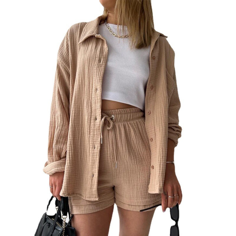 Damen lässiges Oversize-Hemd mit kurzem Schnitt und praktischen Taschen Sovae