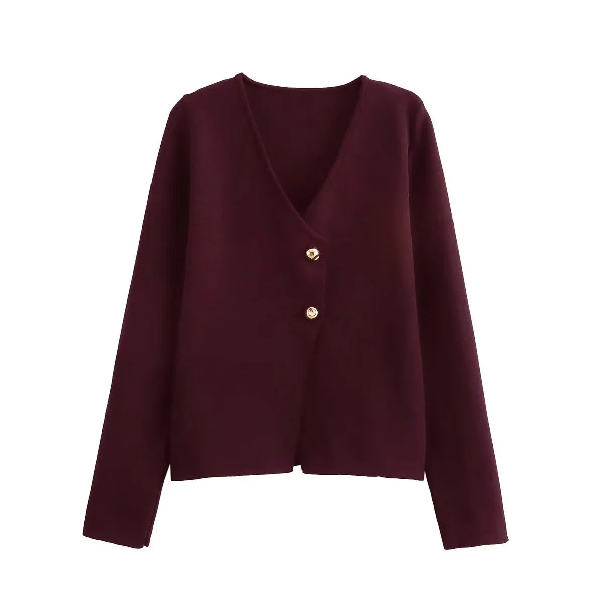 Damen angenehm weicher Strickpullover mit elegantem V-Ausschnitt und maritimen Knopfdetails Sovae