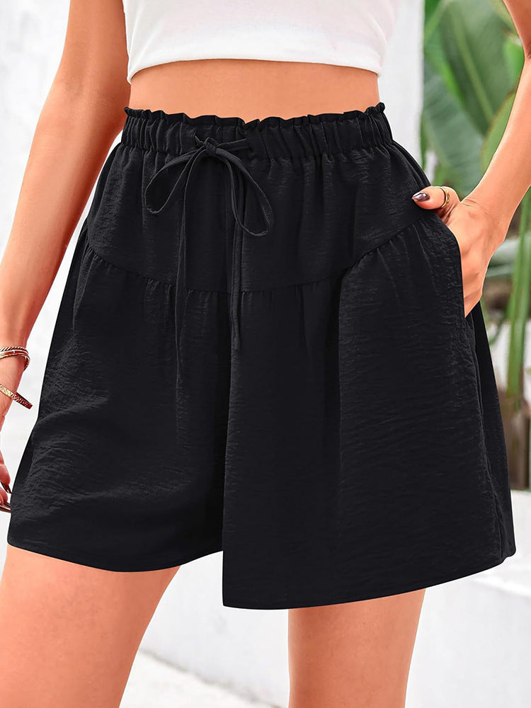 Damen Bequeme Loose-Fit Shorts mit Elastikbund und Taschen Sovae