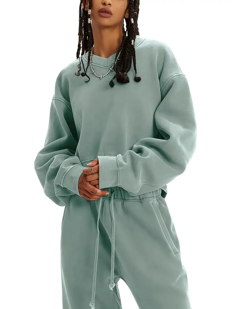 Damen lässiger Oversized Pullover mit elastischen Bündchen Sovae