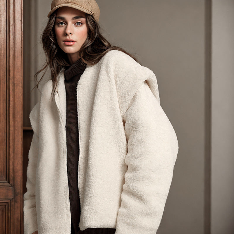 Damen kuschelige Fleecejacke mit V-Ausschnitt Sovae