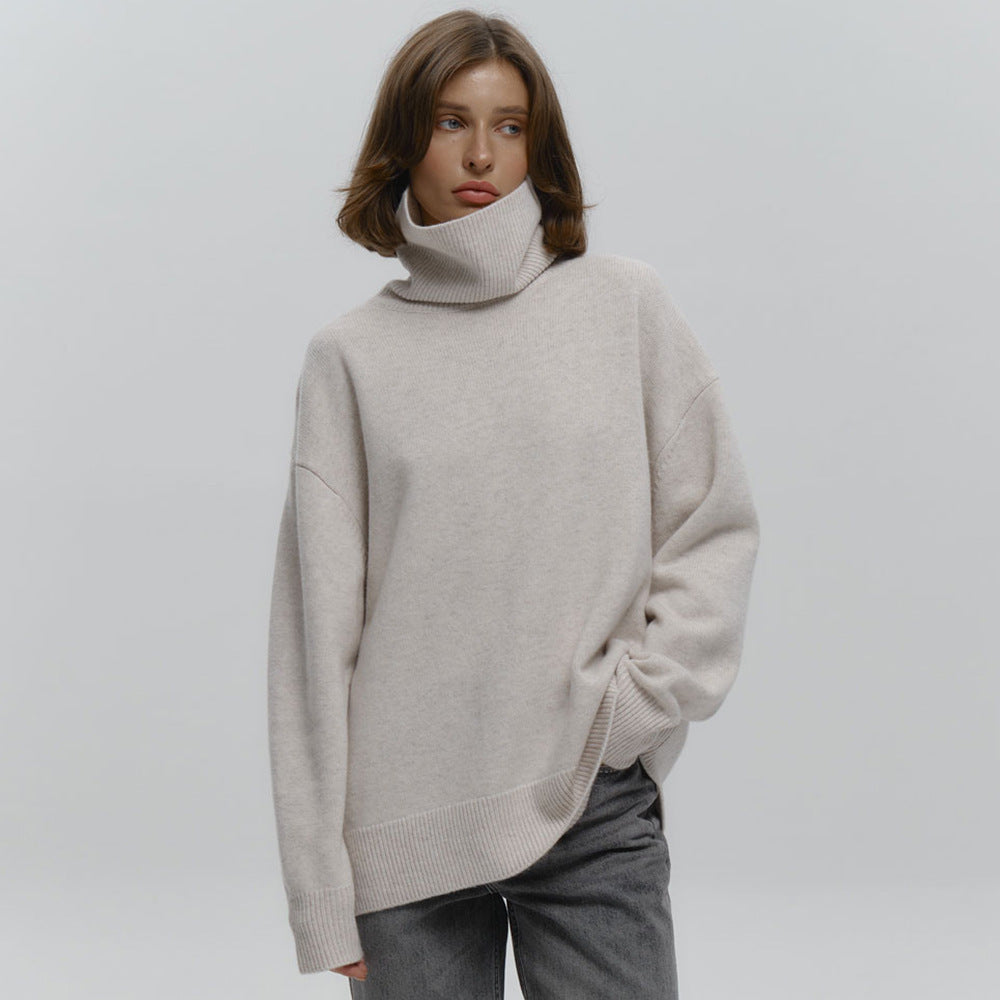 Damen Overgröße Rollkragenpullover aus weicher Wolle Sovae