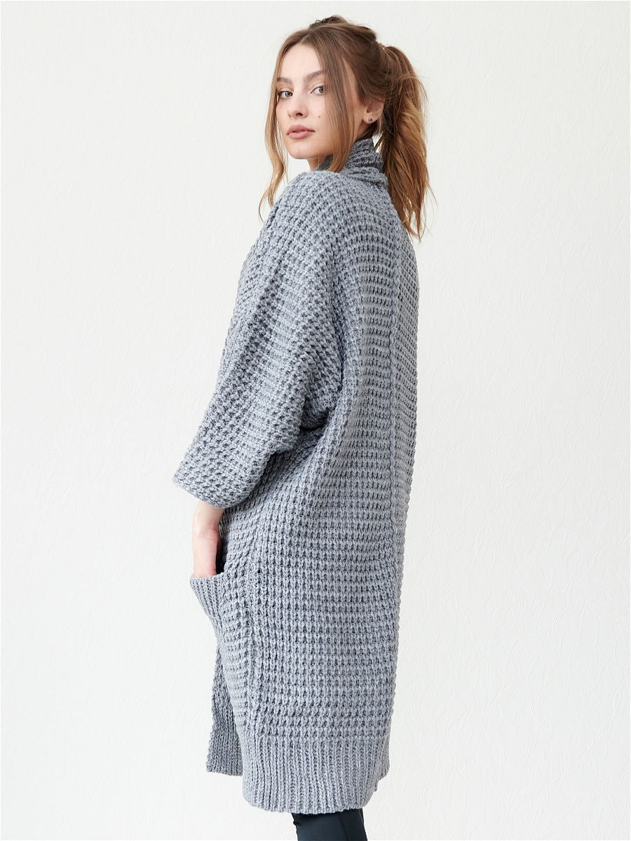 Damen kuscheliger Strickmantel mit großen Taschen und lässigem Schnitt Sovae