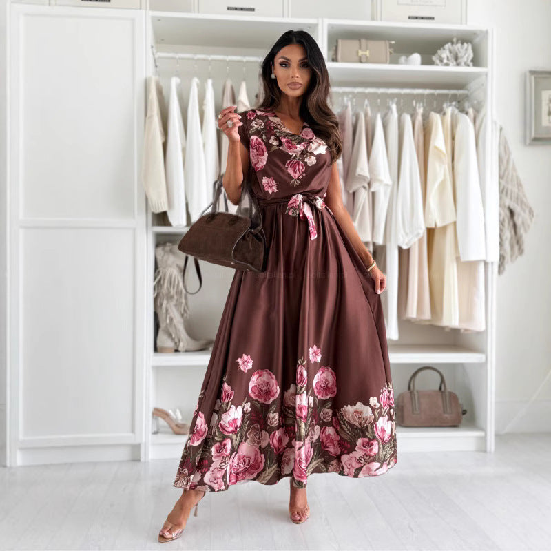 Damen Elegantes Maxikleid mit floralem Design Sovae