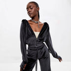 Damen Velours-Lounge-Set mit Kapuze Sovae