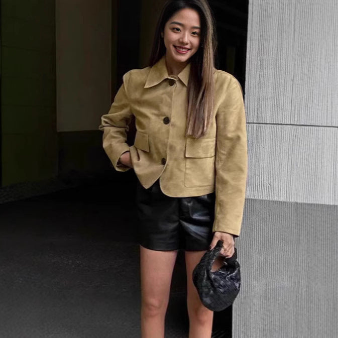Damen trendige Wildlederjacke Sovae