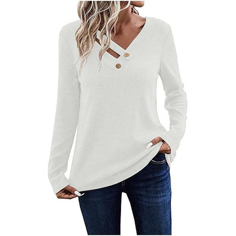 Damen Langarmshirt mit Knopfdetails Sovae