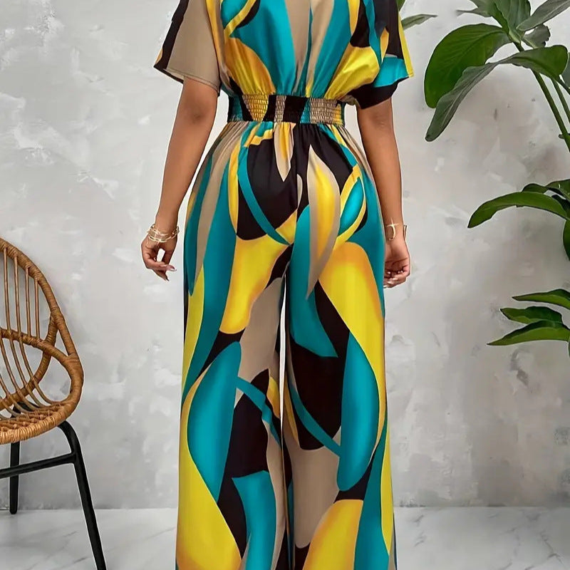 Damen Eleganter Jumpsuit mit fröhlichem Grafikdesign Sovae