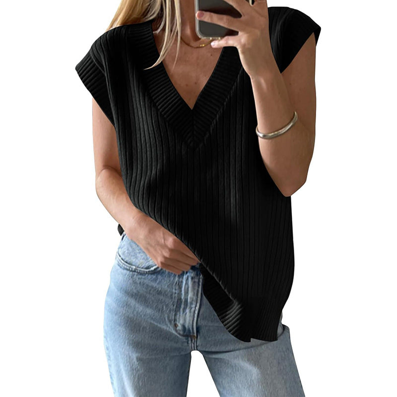 Damen Stricktop mit V-Ausschnitt und legerem Schnitt Sovae