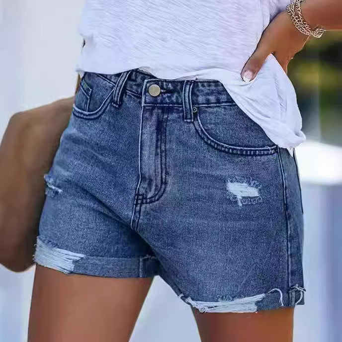 Damen High-Waist Denim-Shorts Sovae