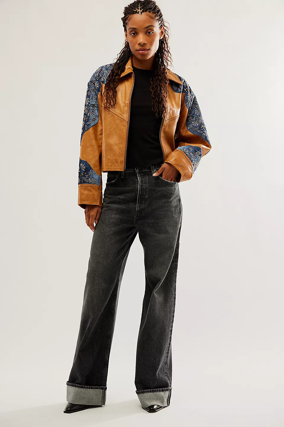 Damen Hochtaillierte Weite Jeans Sovae